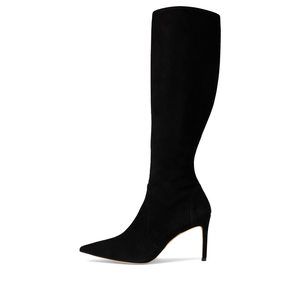 Stuart Weitzman Black Suede Pointed-Toe Knee-High Stiletto Boots 7.5